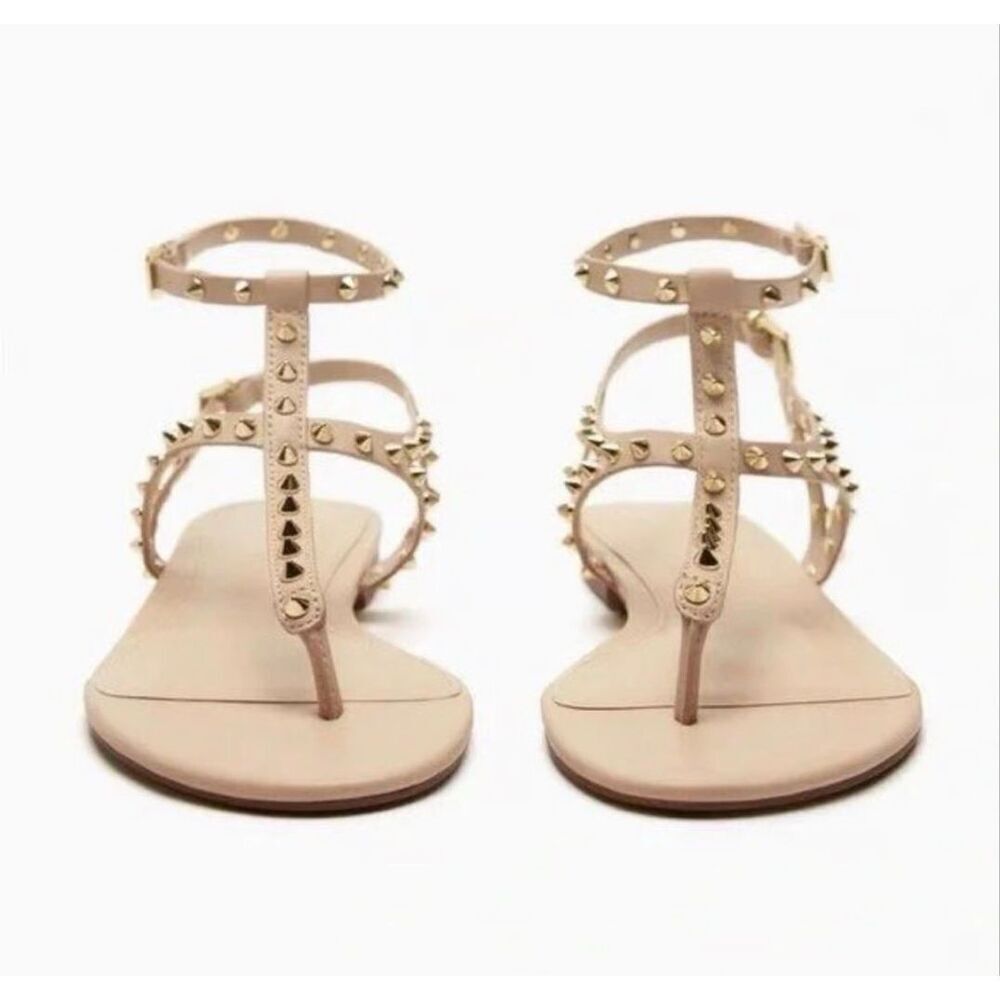 Zara Leather Studded Sandals - Picture 1 of 6